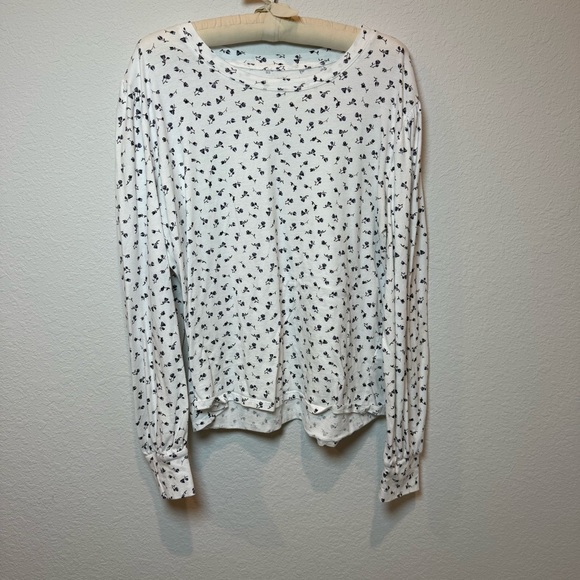 Rails Tops - Rails Ivory Long Sleeve with Black Floral Pattern